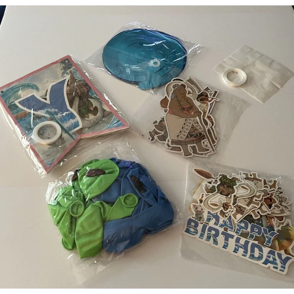 Moana Birthday Party Swirls 18 Balloons Banner Cake/cupcake Toppers Etc